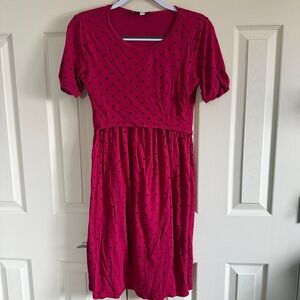 Envie de Fraise Paris pink and black polka dot nursing dress size 8/10